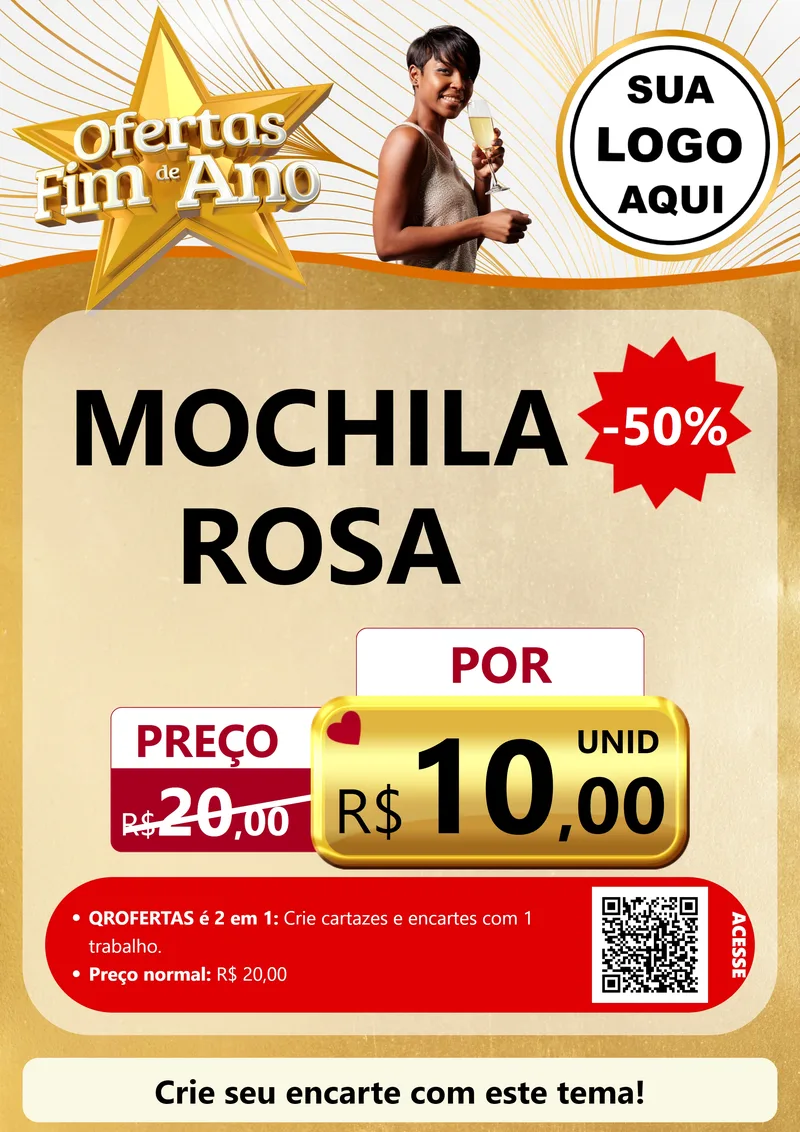 Modelo de Cartaz para Cartaz A4 Vertical com o tema Ofertas Fim de Ano para Papelaria