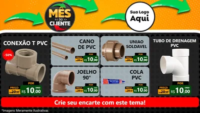 Modelo de TV para TV Horizontal com o tema Mês do Cliente para Tubos e conexões
