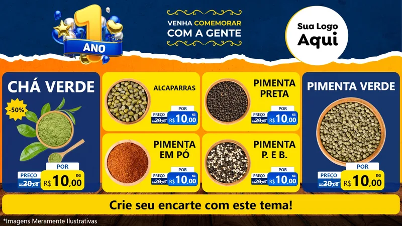 Modelo de TV para TV Horizontal com o tema Um Ano de Aniversário para Produtos Naturais