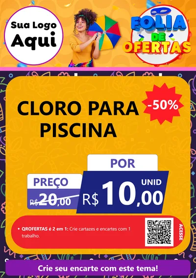 Modelo de Cartaz para Cartaz A4 Vertical com o tema Folia de Ofertas para Produtos para Piscina