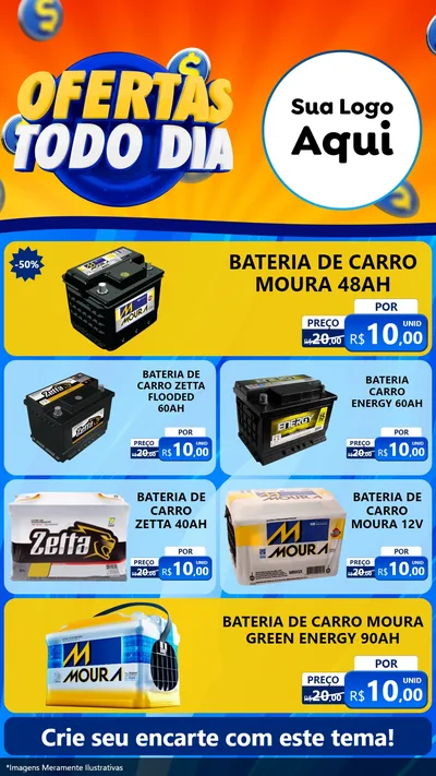 Modelo de TV para TV Vertical com o tema Ofertas Todo Dia para Baterias Elétricas