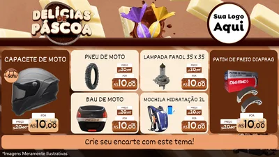 Modelo de TV para TV Horizontal com o tema Delícias de Páscoa para Moto peças
