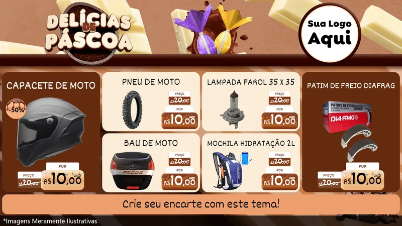 Modelo de TV para TV Horizontal com o tema Delícias de Páscoa para Moto peças