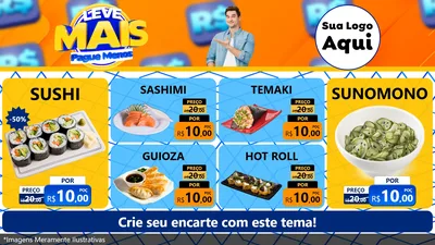 Modelo de TV para TV Horizontal com o tema Leve Mais, Pague Menos para Comida japonesa