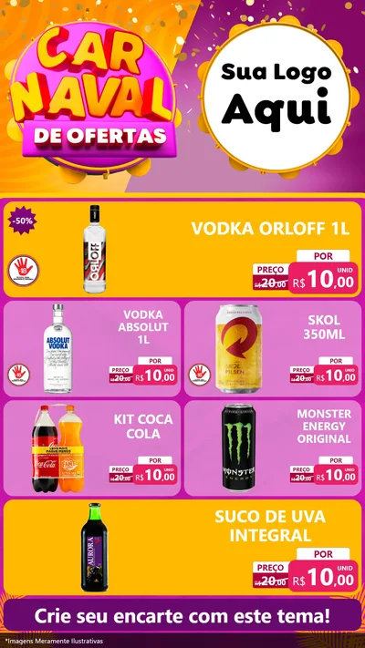 Modelo de TV para TV Vertical com o tema Carnaval de Ofertas para Distribuidora de bebidas
