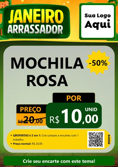Modelo de Cartaz para Cartaz A4 Vertical com o tema Janeiro Arrasador para Papelaria