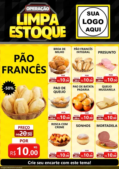 Modelo de Encarte para Encarte A4 Vertical com o tema Operação Limpa Estoque para Padaria