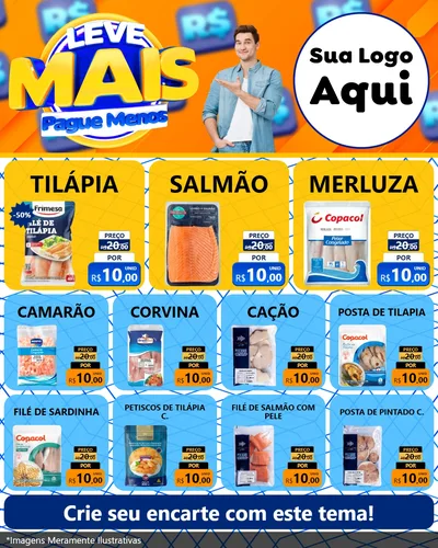 Modelo de Rede Social para Feed Instagram com o tema Leve Mais, Pague Menos para Peixaria