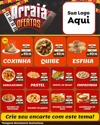 Modelo de Rede Social para Feed Instagram com o tema Arraiá de Ofertas - Junina para Salgadaria