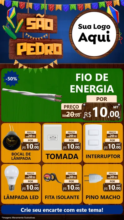 Modelo de Rede Social para Stories com o tema São Pedro para Materiais Elétricos