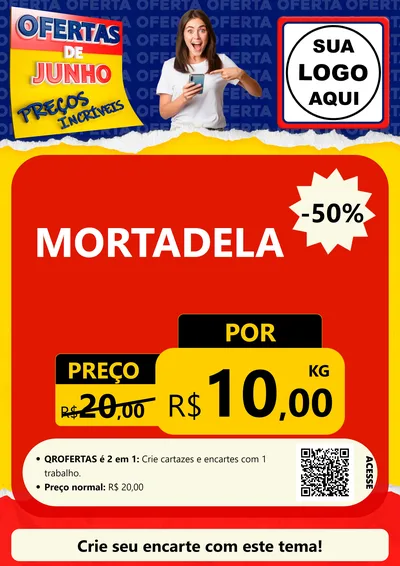Modelo de Cartaz para Cartaz A4 Vertical com o tema Ofertas de Junho - Preços Incríveis para Frios e Laticínios