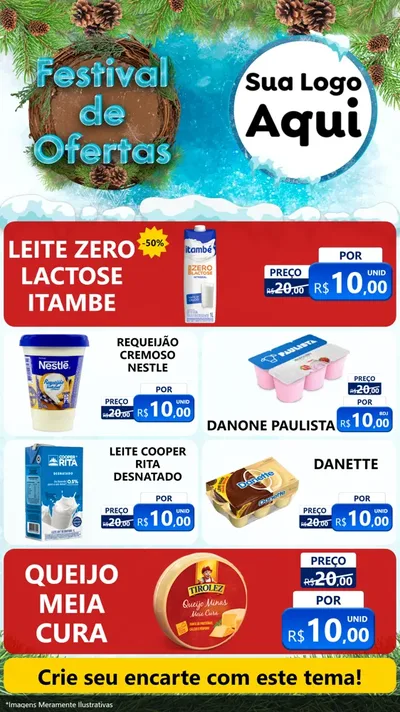 Modelo de TV para TV Vertical com o tema Festival de Ofertas - Inverno para Frios e Laticínios