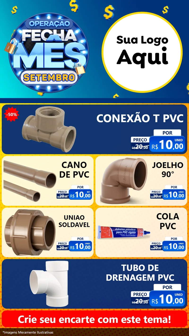 Modelo de TV para TV Vertical com o tema Operação Fecha Mês Setembro para Tubos e conexões