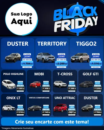 Modelo de Rede Social para Feed Instagram com o tema Black Friday para Concessionaria de Carros
