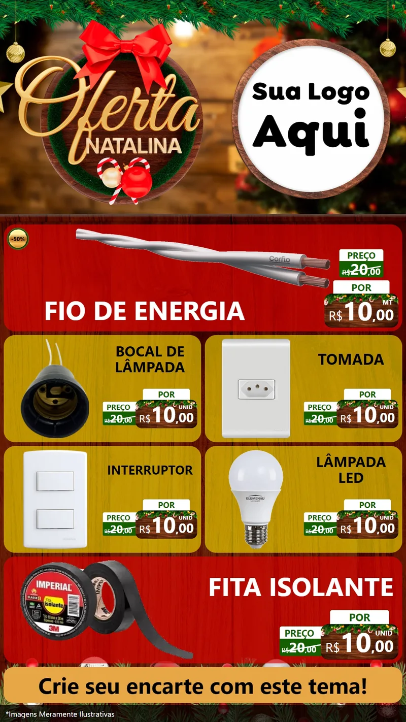 Modelo de TV para TV Vertical com o tema Ofertas Natalina para Materiais Elétricos