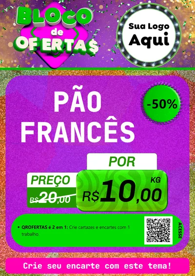 Modelo de Cartaz para Cartaz A4 Vertical com o tema Bloco de Ofertas para Padaria