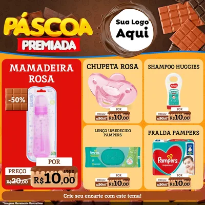 Modelo de Rede Social para Feed Facebook com o tema Páscoa Premiada para Bebês