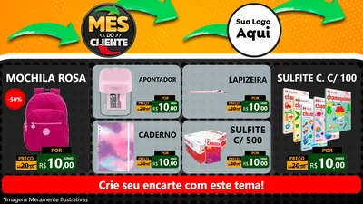 Modelo de TV para TV Horizontal com o tema Mês do Cliente para Papelaria