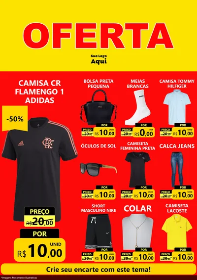 Modelo de Encarte para Encarte A4 Vertical com o tema OFERTA - Vermelho Cartaz para Roupas e acessórios