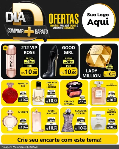 Modelo de Rede Social para Feed Instagram com o tema Dia D Mais Economia para Perfumes
