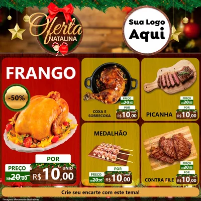 Modelo de Rede Social para Feed Facebook com o tema Ofertas Natalina para Assados