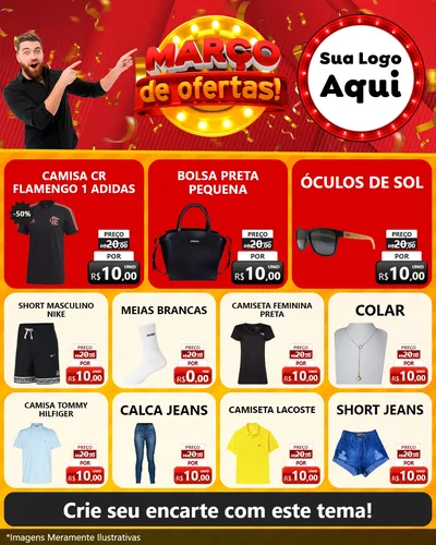 Modelo de Rede Social para Feed Instagram com o tema Março de Ofertas! para Roupas e acessórios