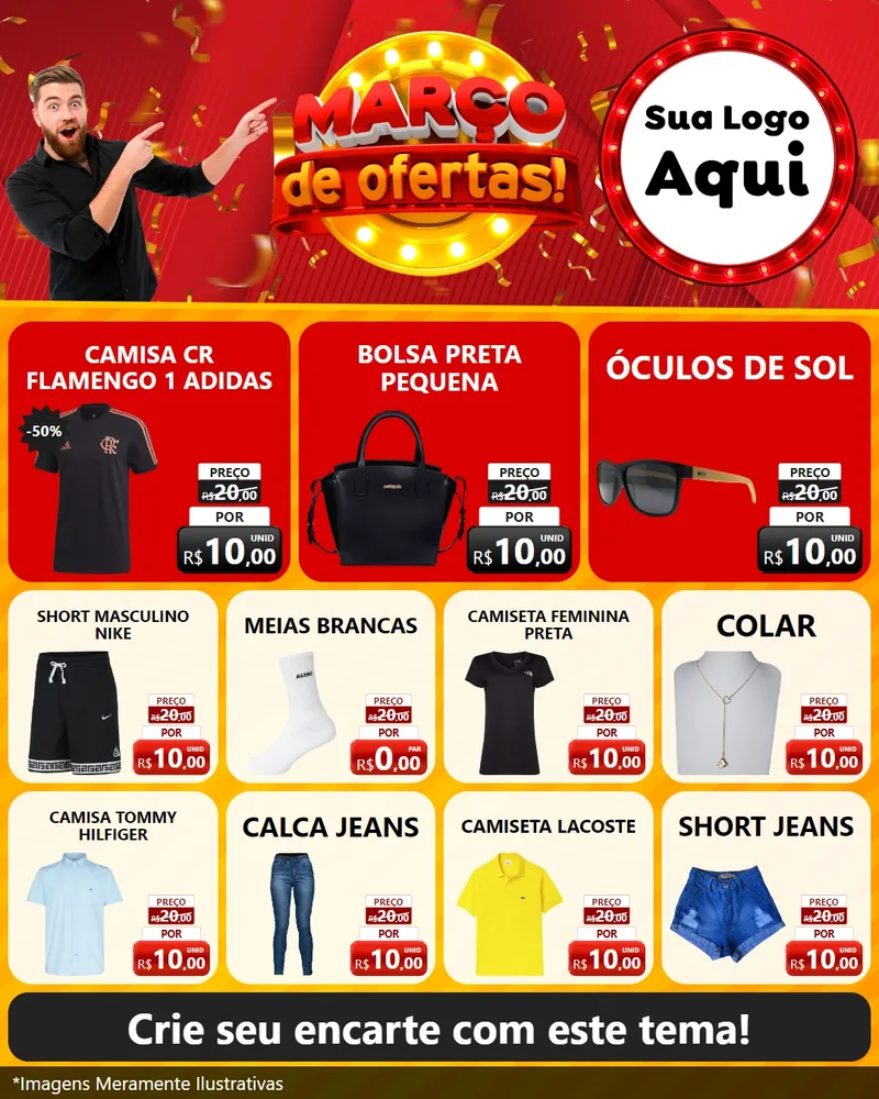 Modelo de Rede Social para Feed Instagram com o tema Março de Ofertas! para Roupas e acessórios