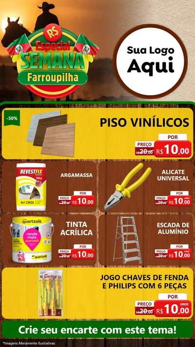 Modelo de TV para TV Vertical com o tema Especial Semana Farroupilha para Material para Construção