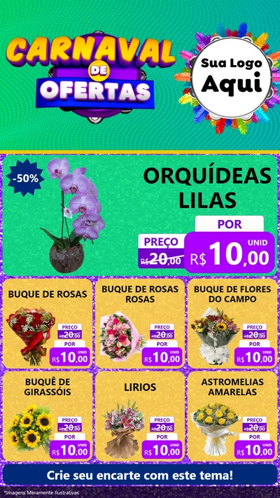 Modelo de Rede Social para Stories com o tema Carnaval de Ofertas para Floricultura e jardim