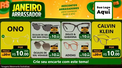 Modelo de TV para TV Horizontal com o tema Janeiro Arrasador para Óticas