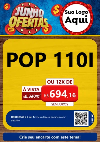 Modelo de Cartaz para Cartaz A4 Vertical com o tema Junho de Ofertas para Concessionaria de Motos