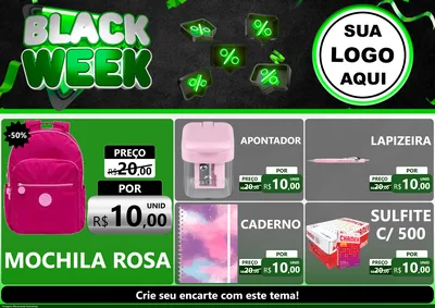 Modelo de Encarte para Encarte A4 Horizontal com o tema Black Week para Papelaria