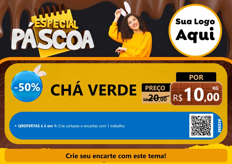 Modelo de Cartaz para Cartaz A4 Horizontal com o tema Especial Páscoa para Produtos Naturais