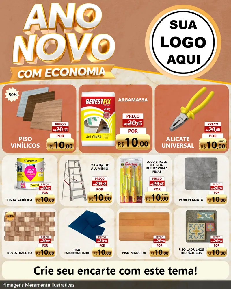 Modelo de Rede Social para Feed Instagram com o tema Ano Novo Com Economia para Material para Construção