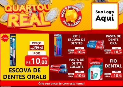 Modelo de Encarte para Encarte A4 Horizontal com o tema Quartou do Real para Higiene Pessoal