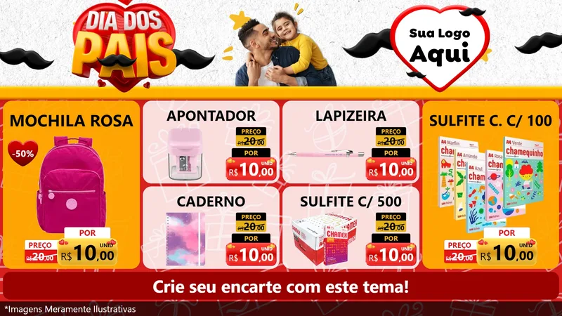 Modelo de TV para TV Horizontal com o tema Dia dos Pais para Papelaria