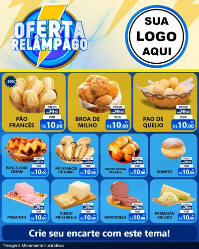 Modelo de Rede Social para Feed Instagram com o tema Oferta Relâmpago para Padaria