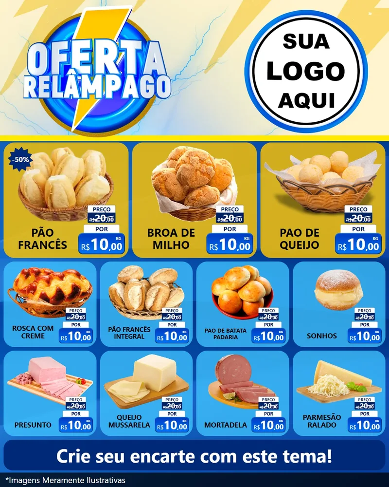 Modelo de Rede Social para Feed Instagram com o tema Oferta Relâmpago para Padaria