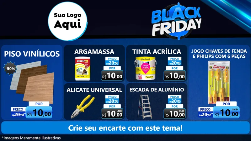 Modelo de TV para TV Horizontal com o tema Black Friday para Material para Construção