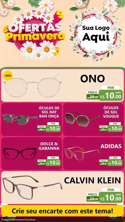 Modelo de TV para TV Vertical com o tema Ofertas de Primavera para Óticas