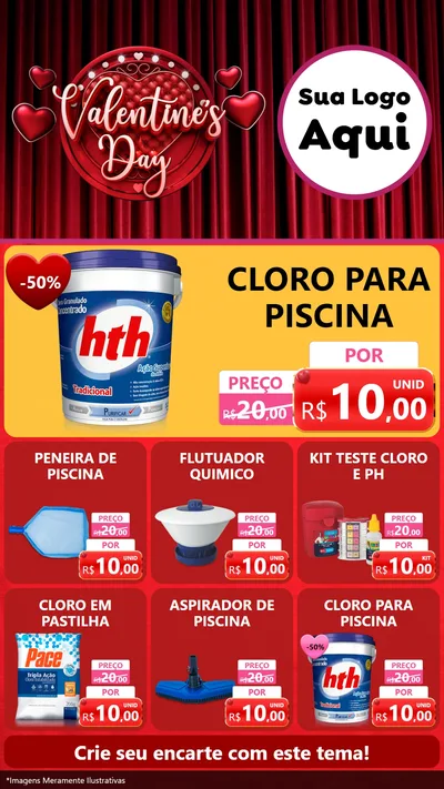 Modelo de Rede Social para Stories com o tema Valentine's Day para Produtos para Piscina