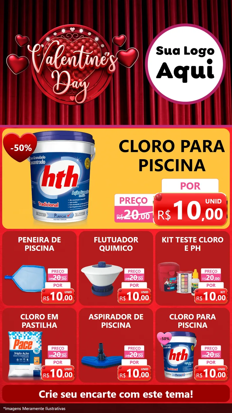 Modelo de Rede Social para Stories com o tema Valentine's Day para Produtos para Piscina
