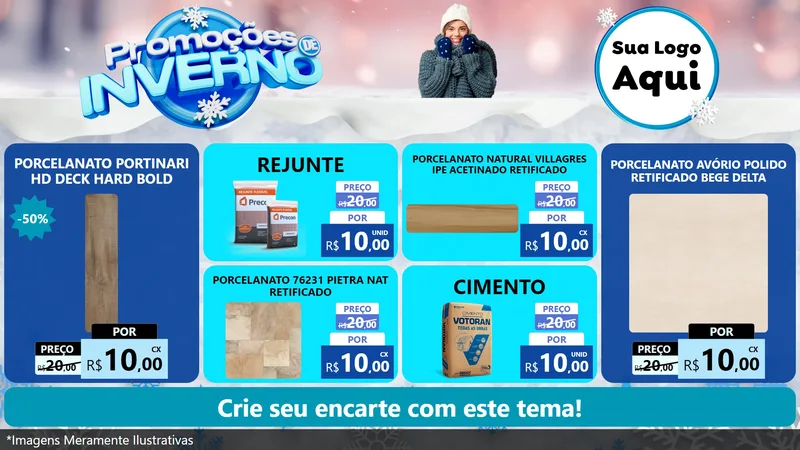 Modelo de TV para TV Horizontal com o tema Promoções de Inverno para Pisos e revestimentos