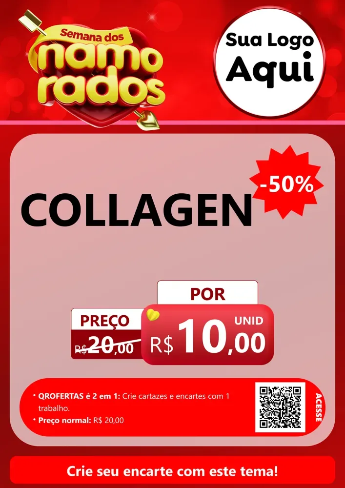 Modelo de Cartaz para Cartaz A4 Vertical com o tema Semana dos namorados para Suplementos alimentares