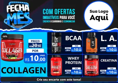 Modelo de Encarte para Encarte A4 Horizontal com o tema Fecha Mês para Suplementos alimentares