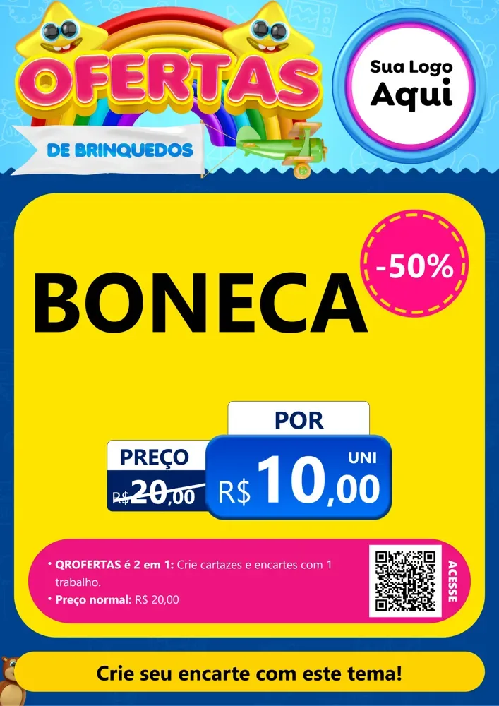 Modelo de Cartaz para Cartaz A4 Vertical com o tema Ofertas de brinquedos para Brinquedos