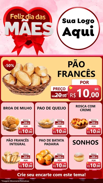 Modelo de Rede Social para Stories com o tema Feliz Dia Das Mães para Padaria