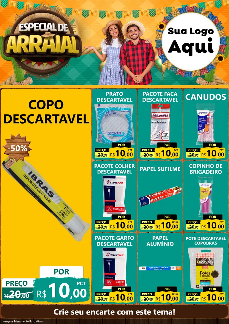 Modelo de Encarte para Encarte A4 Vertical com o tema Especial De Arraial para Embalagens