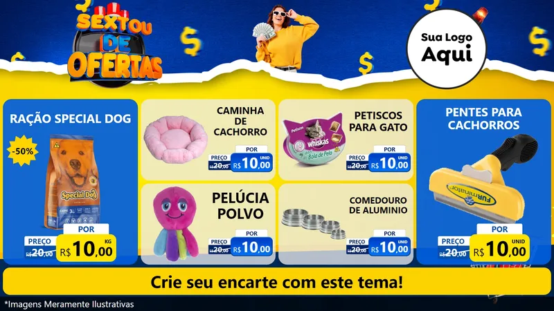 Modelo de TV para TV Horizontal com o tema Sextou de Ofertas para Pet Shop