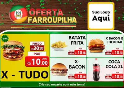 Modelo de Encarte para Encarte A4 Horizontal com o tema Oferta Farroupilha para Hamburgueria